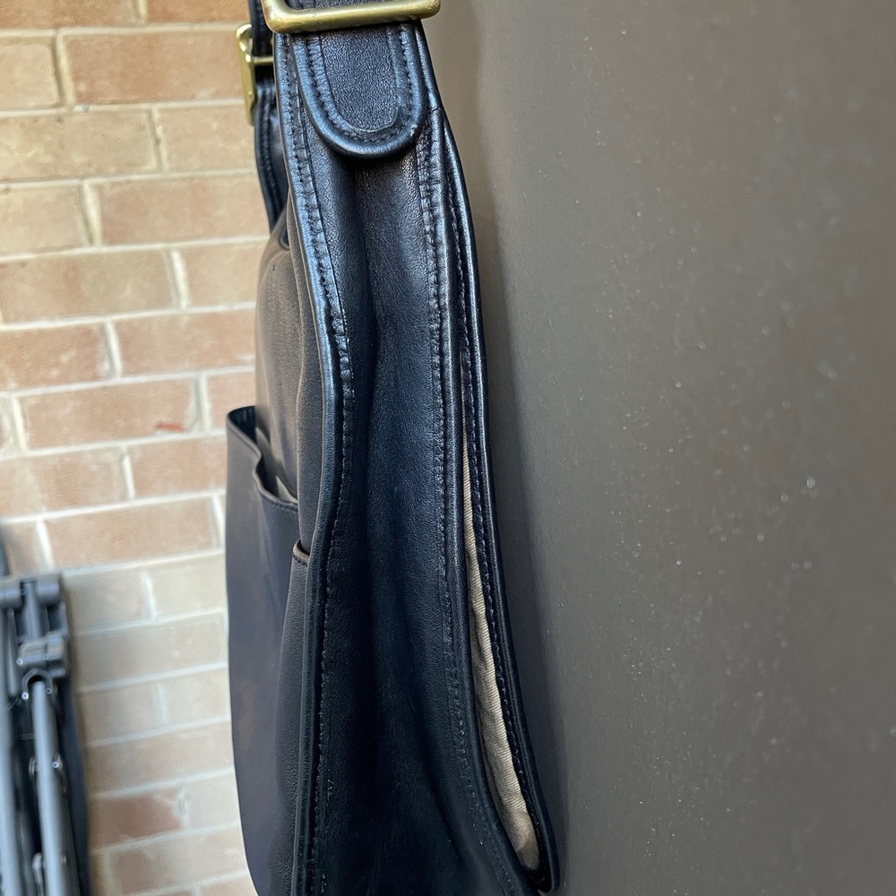 Coach Black Leather Shoulder Bag with Gold Accents - Picture 11 of 15